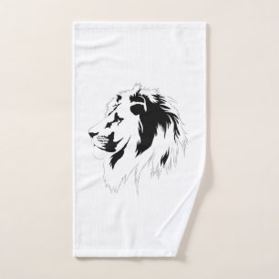 Lion Portrait (black) Hand Towel