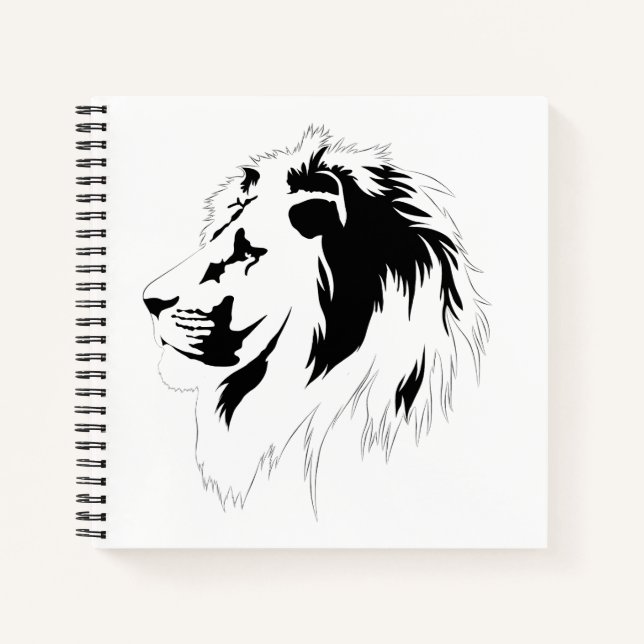 Lion Portrait (black)  Notebook (Front)