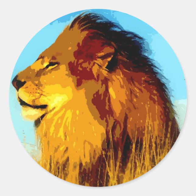 Lion Portrait Classic Round Sticker (Front)