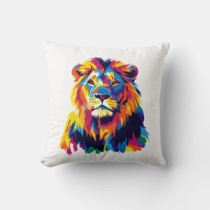 Lion Portrait Illustration Watercolour Painting Cushion