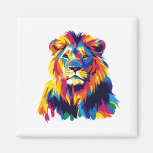 Lion Portrait Illustration Watercolour Painting Magnet