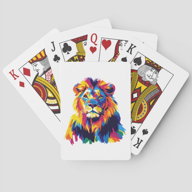 Lion Portrait Illustration Watercolour Painting Playing Cards (Back)