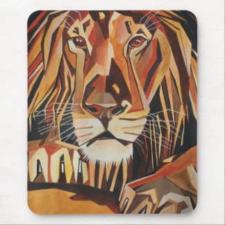 Lion Portrait in Cubist Style Mouse Mat
