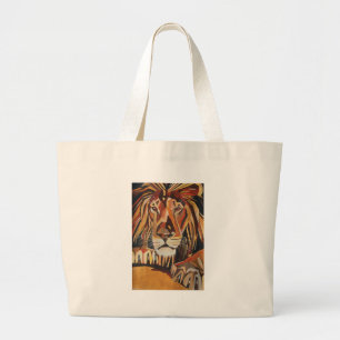 Lion Portrait In Geometric Art Style Large Tote Bag
