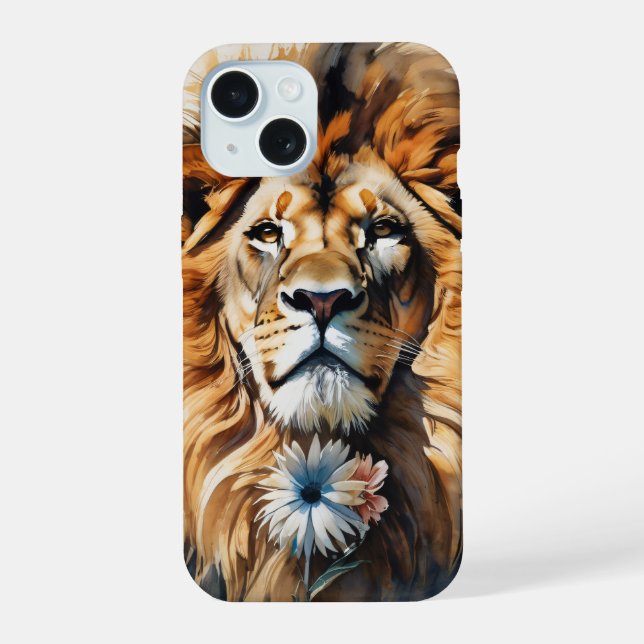 Lion portrait iPhone 15 case (Back)