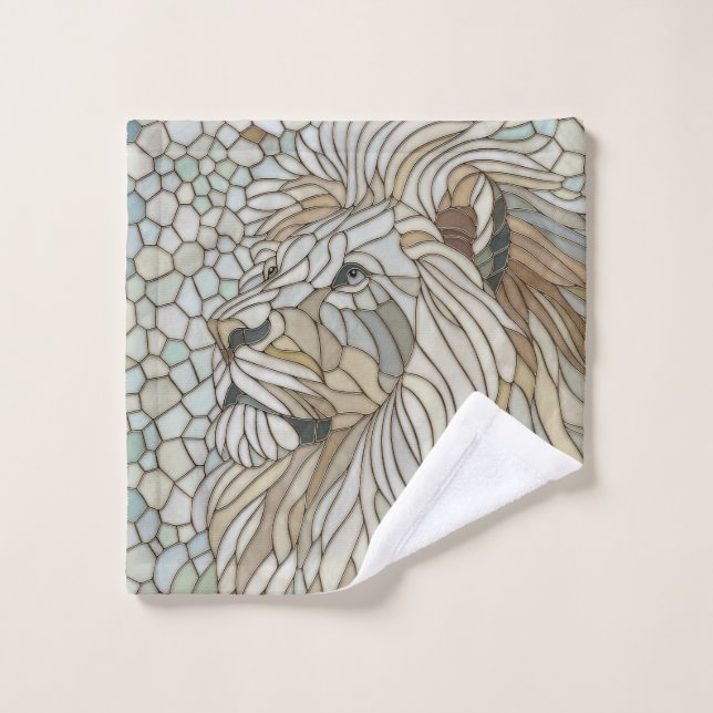 Lion Portrait Mosaic Art  Bath Towel Set (Wash Cloth)