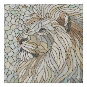 Lion Portrait Mosaic Art  Faux Canvas Print