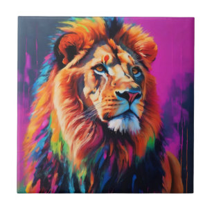 Lion Portrait Painting Art Tile