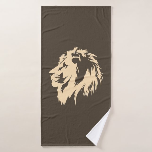 Lion Portrait (sand) Bath Towel (Bath Towel)