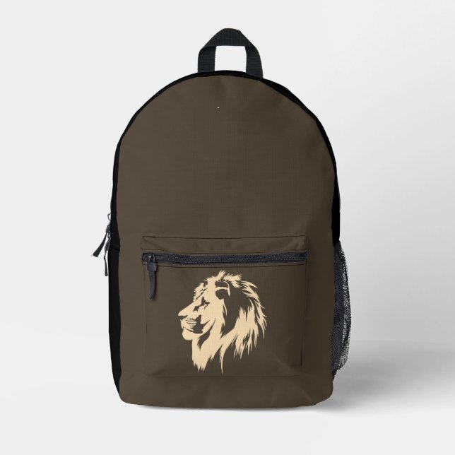 Lion Portrait (sand)  Printed Backpack (Front)