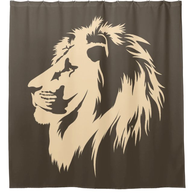 Lion Portrait (sand)  Shower Curtain (Front)