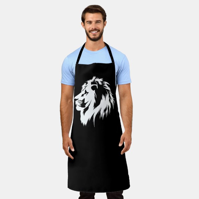 Lion Portrait (white) Apron (Worn)