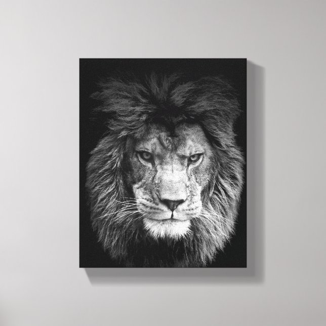 Lion Poster Löwe Leinwand BLACK Canvas Print (Front)