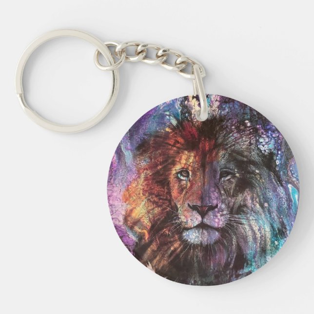 Lion pour painting Acrylic Keychain (Front)