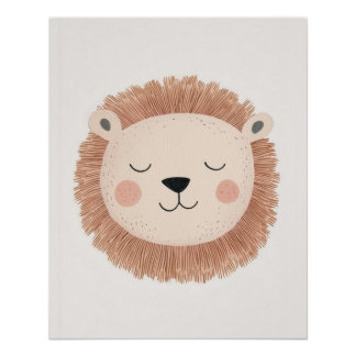 Lion Print Nursery Wall Art, Animal Theme Baby Art