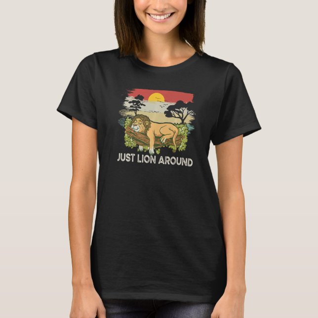 Lion Pun  Tired Lion T-Shirt (Front)