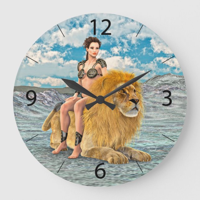 Lion Queen Fantas Large Clock (Front)