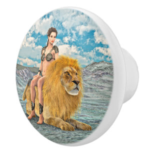 Lion Queen Fantasy Ceramic Knob