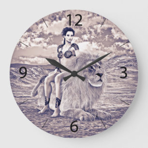 Lion Queen Fantasy Large Clock