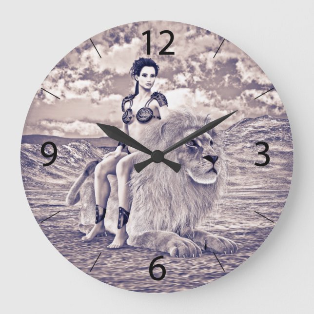 Lion Queen Fantasy Large Clock (Front)