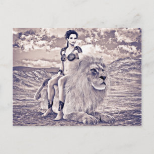 Lion Queen Fantasy Postcard