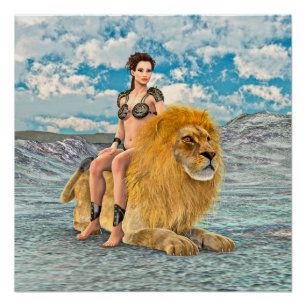 Lion Queen Fantasy Poster