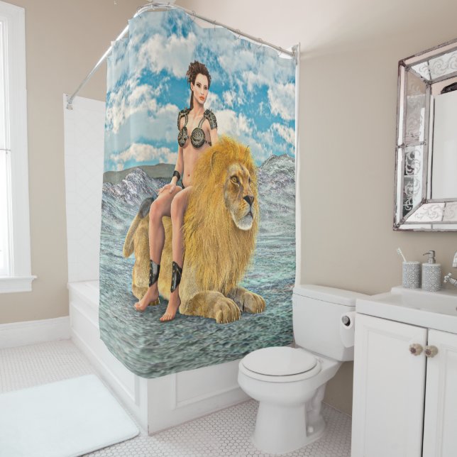 Lion Queen Fantasy Shower Curtain (In Situ)