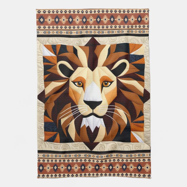 Lion Quilt  Tea Towel (Vertical)
