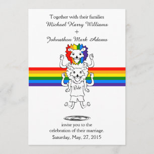 Lion Rainbow Gay Pride Wedding Invitation