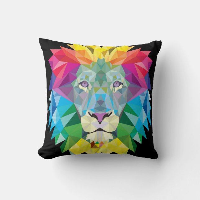 Lion Rainbow Solid Black Back Cushion (Front)
