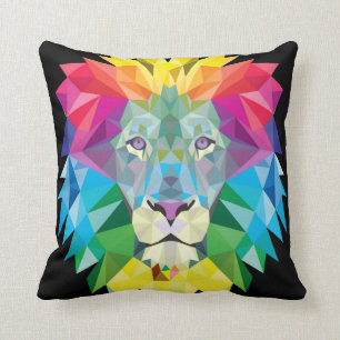 Lion Rainbow Solid Black Back Cushion