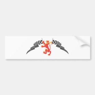 lion rampant and checkered flags bumper sticker