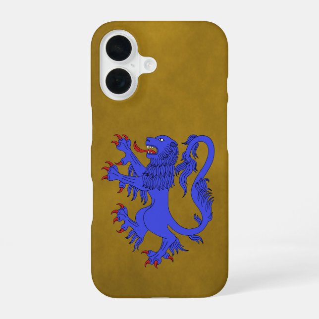 Lion Rampant Azure iPhone 16 Case (Back)