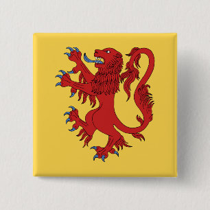 Lion Rampant Gules 15 Cm Square Badge