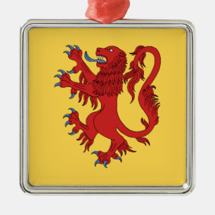 Lion Rampant Gules Metal Tree Decoration