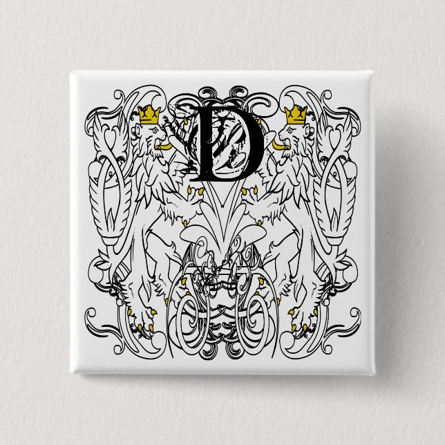 Lion Rampant Renaissance Wedding 15 Cm Square Badge (Front)