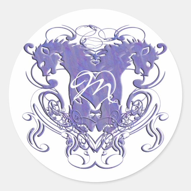 Lion Rampant Renaissance Wedding Classic Round Sticker (Front)