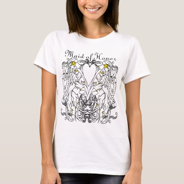 Lion Rampant Renaissance Wedding Maid of Honour T-Shirt (Front)