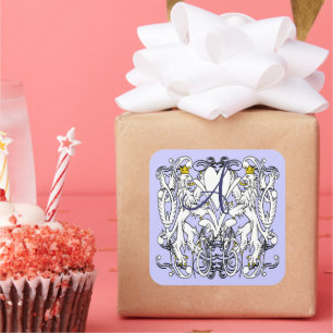 Lion Rampant Renaissance Wedding Square Sticker