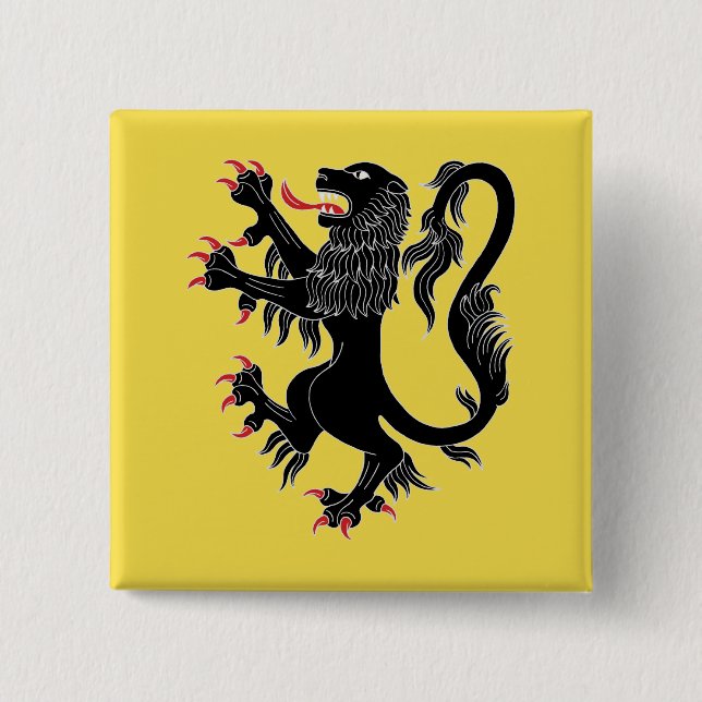 Lion Rampant Sable 15 Cm Square Badge (Front)