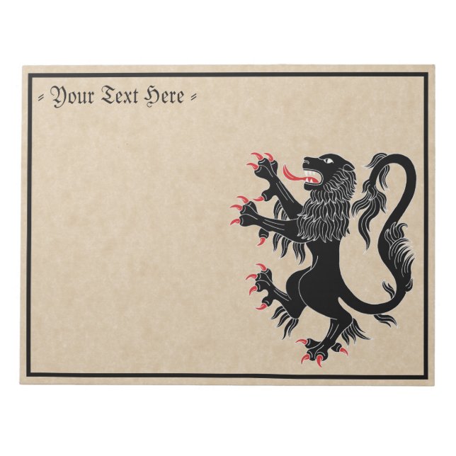Lion Rampant Sable Notepad (Front)