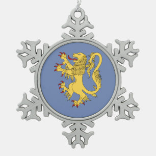 Lion Rampant Snowflake Pewter Christmas Ornament