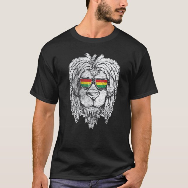 Lion Rasta Reggae Music  Vintage Rastafari T-Shirt (Front)