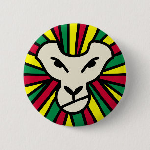 Lion Rastafari Coloured Mane 6 Cm Round Badge