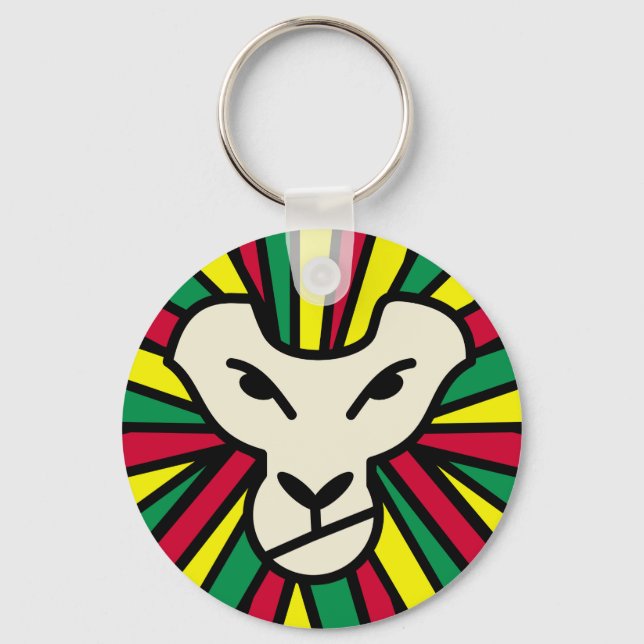 Lion Rastafari Coloured Mane Key Ring (Front)