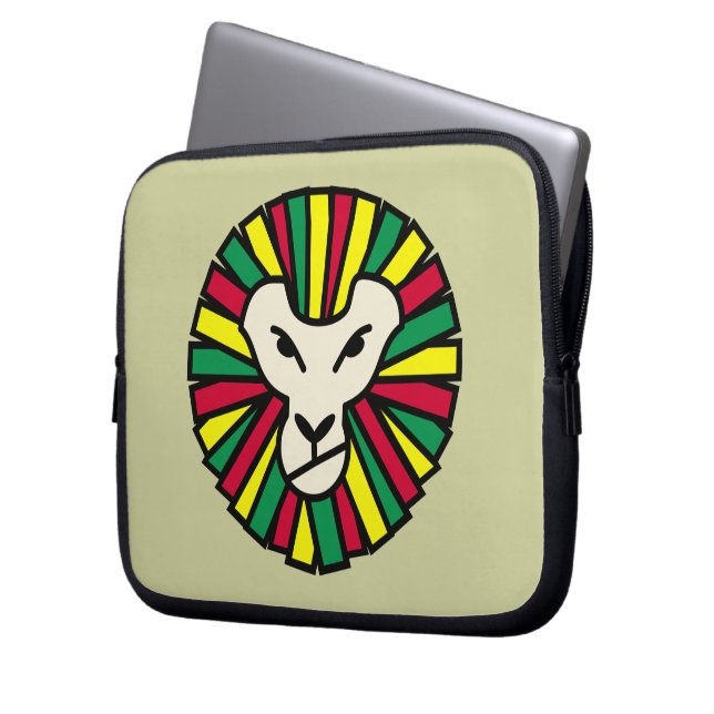 Lion Rastafarian Flag Laptop Sleeve (Front Left)