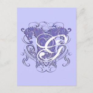 Lion Renaissance Wedding Monogram Thank You Postcard