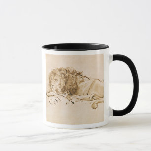 Lion Resting (pen and ink on paper) Mug