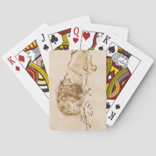 Lion Resting (pen and ink on paper) Playing Cards