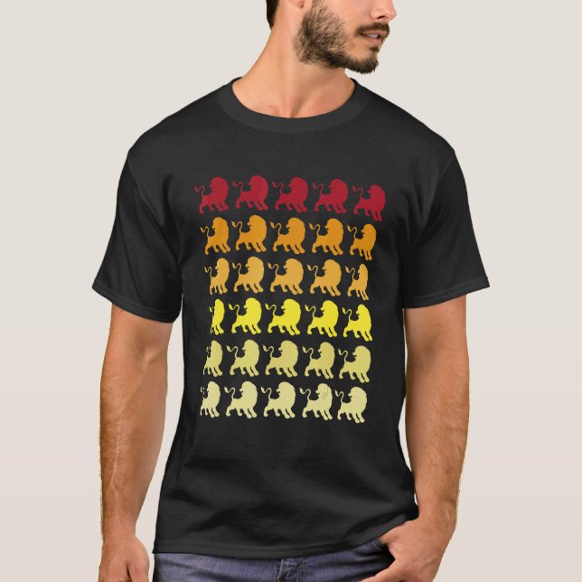 Lion Retro Animal Pattern T-Shirt (Front)